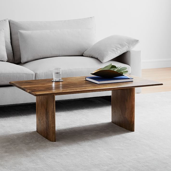 CALIFORNIA SOLID MANGO WOOD COFFEE TABLE IN LIGHT WALNUT STAINED FINISH