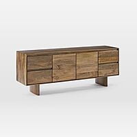 Solid Wood Media Console | Rustic Modern TV Stand with Drawers & Doors