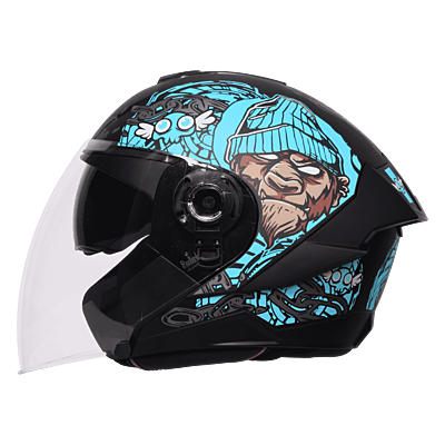 STEELBIRD SBA-10 MAD APE MATT BLACK/JAZZ BLUE C/V WITH INNER SMOKE SUNSHIELD 600MM (L)