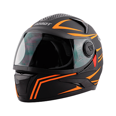 STEELBIRD SBH-17 STRIPES MATT BLACK/ORANGE C/V (L)