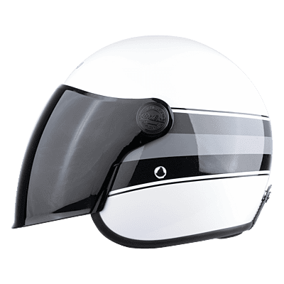 STEELBIRD SBH-54 VINTAGE S1 GLOSSY WHITE/BLACK C/V 600 MM (SMALL VISOR)