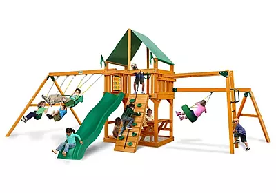 Homestead Swing Set w/ Deluxe Green Vinyl Canopy