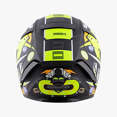 STEELBIRD SA-2 CASINO GLOSSY BLACK/NEON C/V 600 MM WITH EXTRA VISOR (SH)