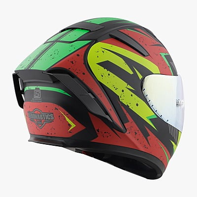 STEELBIRD SA-2 BREEZER GLOSSY BLACK/RED C/V 600 MM WITH EXTRA VISOR (SH)