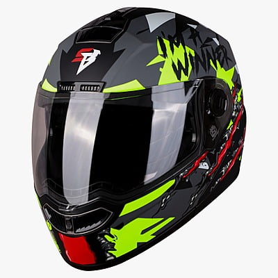 STEELBIRD SBA-7 WINNER MATT BLACK/FLUO NEON C/V (L)