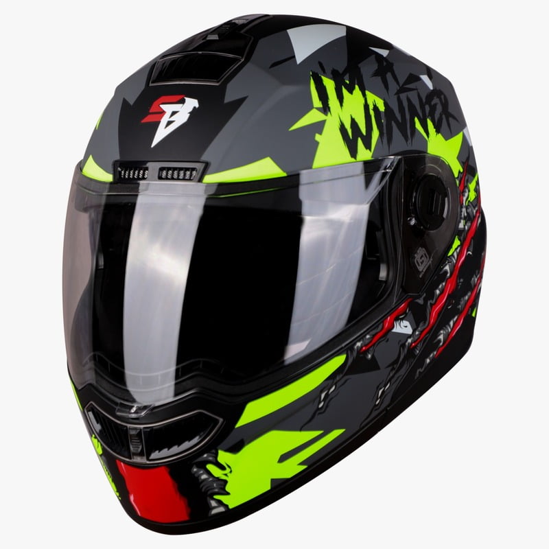 STEELBIRD SBA-7 WINNER MATT BLACK/FLUO NEON C/V (L)