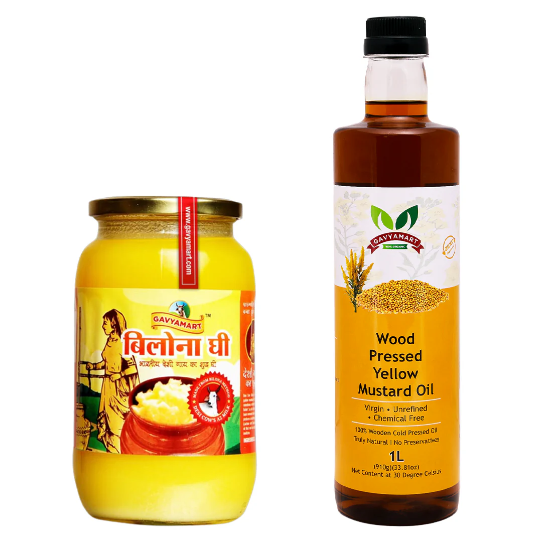 A2 Cow Bilona Ghee (1L) + Yellow Mustard Oil(1L) A2 Cow Bilona Ghee (1L) + Yellow Mustard Oil(1L)