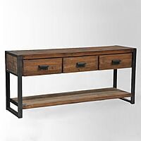 Industrial Solid Wood Media Cabinet with Drawers & Shelf Industrial Solid Wood Media Cabinet with Drawers & Shelf