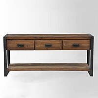 Industrial Solid Wood Media Cabinet with Drawers & Shelf Industrial Solid Wood Media Cabinet with Drawers & Shelf