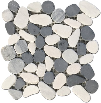 BLACK AND WHITE PEBBLES MESH BACKED