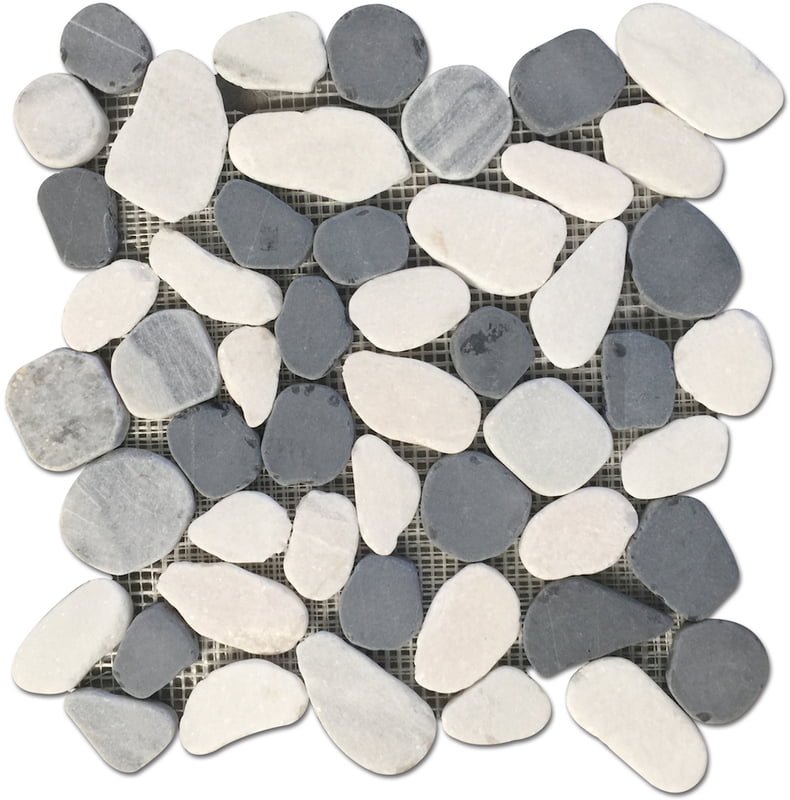 BLACK AND WHITE PEBBLES MESH BACKED