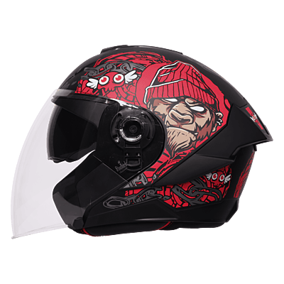 STEELBIRD SBA-10 MAD APE GLOSSY BLACK/RED C/V WITH INNER SMOKE SUNSHIELD 600MM (L)
