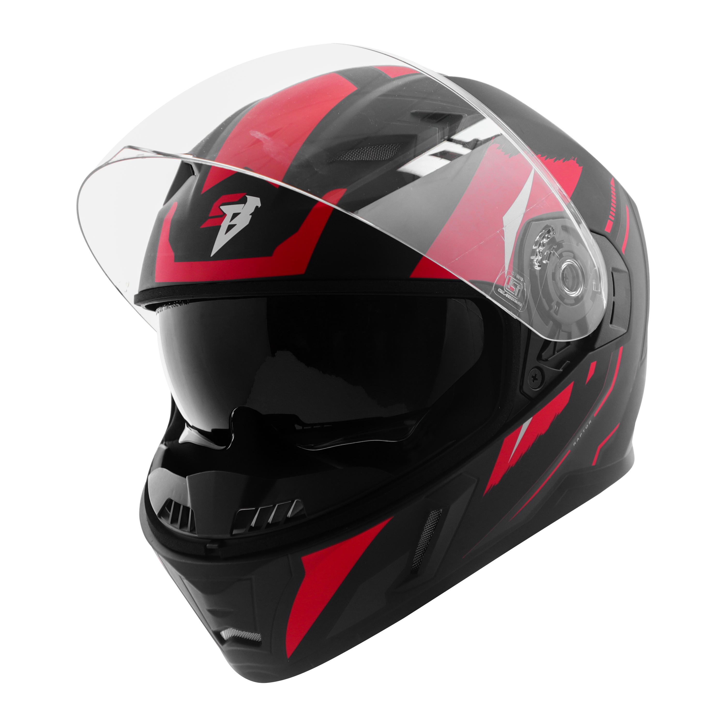 F/F HELMET STEELBIRD SBA-21 ISS AIR CARBON GLOSSY BLACK/RED C/V 600 MM HIGH END INTERIOR WITH EXTRA SMOKE VISOR