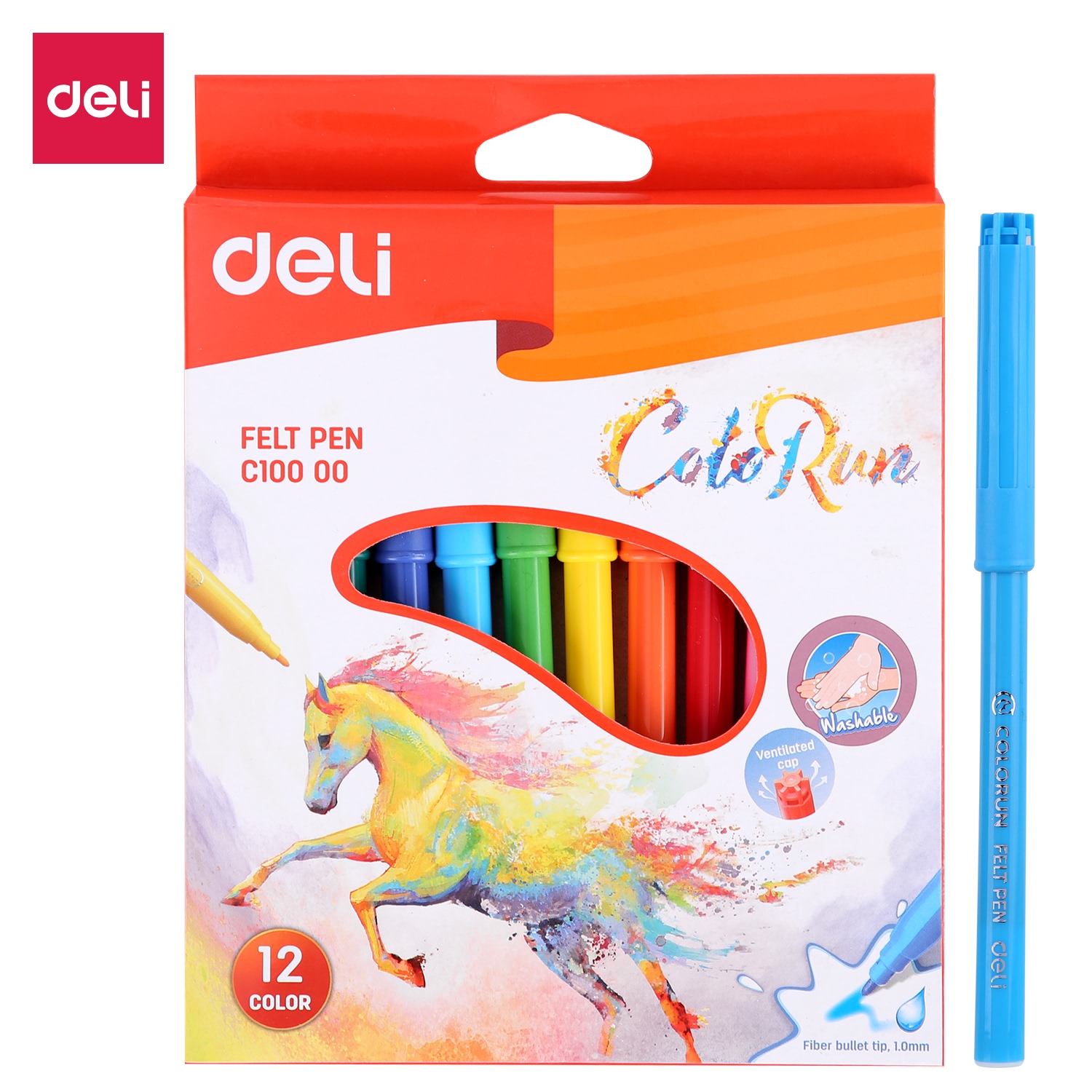 DELI C10000 WASHABLE FELT PENS 12s DELI C10000 WASHABLE FELT PENS 12s