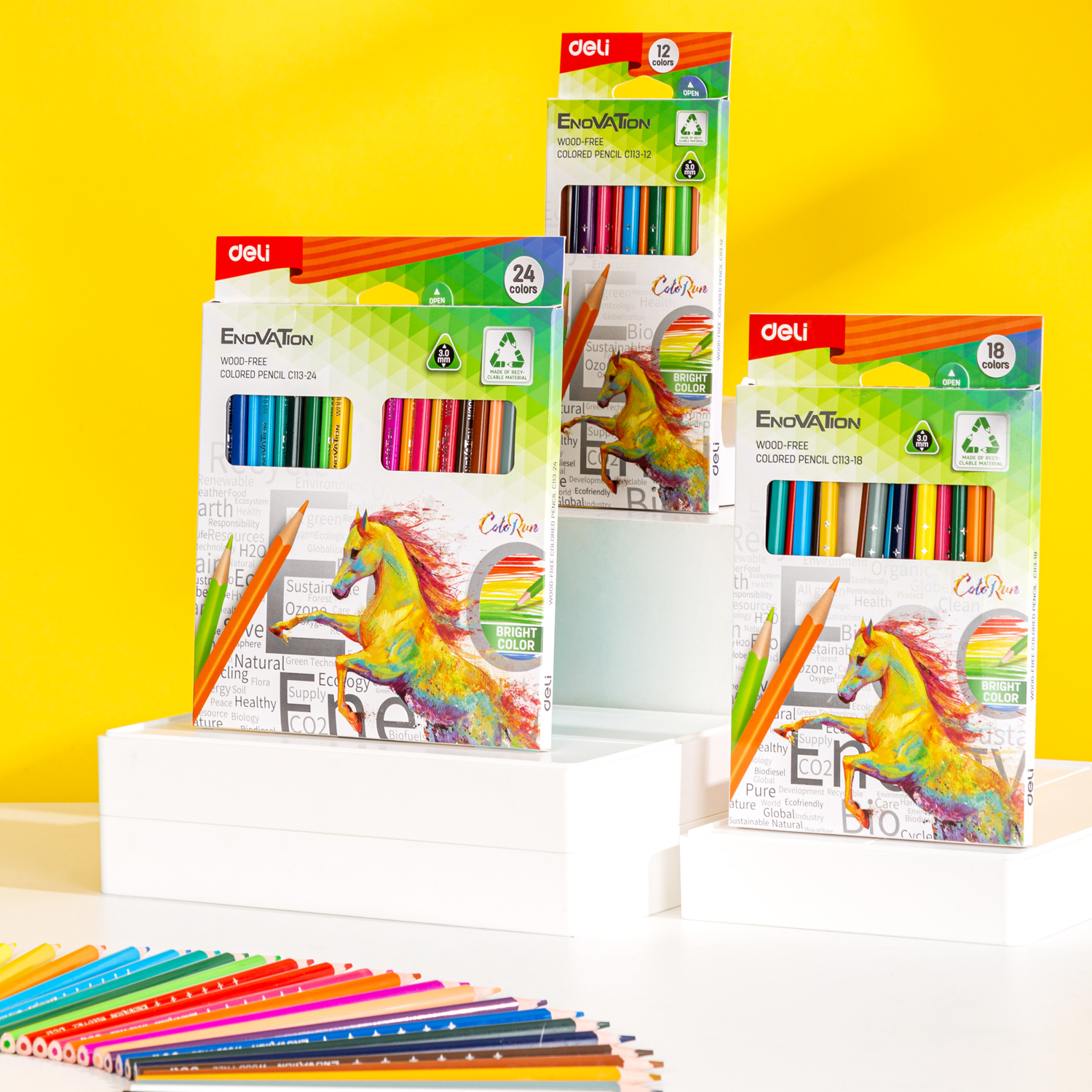 DELI C113-18 FULL-SIZE COLOR PENCILS 18/PKT