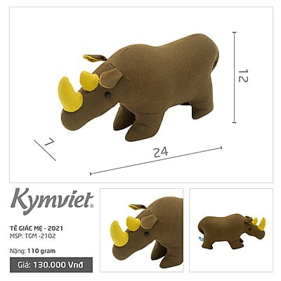 Đồ Chơi Nhồi Bông Hình Tê Giác Mẹ Kymviet 100% Handmade Cotton [TGM-2102]