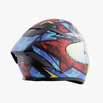 STEELBIRD SA-2 STAR MATT BLACK/RED C/V 580 MM WITH EXTRA VISOR (SH)