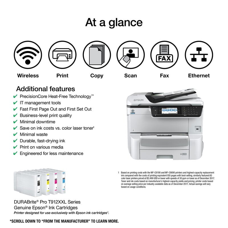 WorkForce Pro WF-C8690 A3 Colour MFP with PCL/PostScript WorkForce Pro WF-C8690 A3 Colour MFP with PCL/PostScript