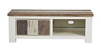Reclaimed Wood & Distressed White TV Stand | Rustic Farmhouse Media Console