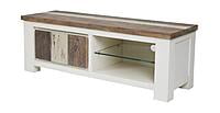 Reclaimed Wood & Distressed White TV Stand | Rustic Farmhouse Media Console
