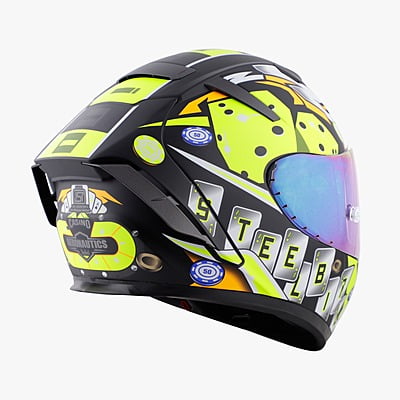 STEELBIRD SA-2 CASINO GLOSSY BLACK/NEON C/V 580 MM WITH EXTRA VISOR (SH)