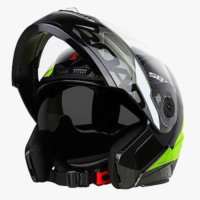 STEELBIRD SBA-7 ISS ROAD GLOSSY BLACK/NEON C/V (M)