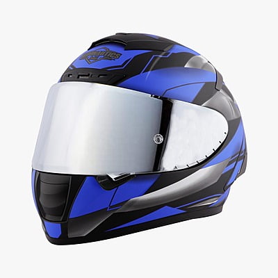 STEELBIRD SA-2 METALLIC BLACK/BLUE C/V 600 MM WITH EXTRA VISOR (SH)