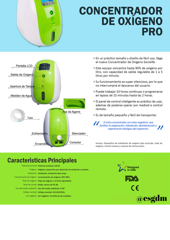 Concentrador de Oxígeno Pro