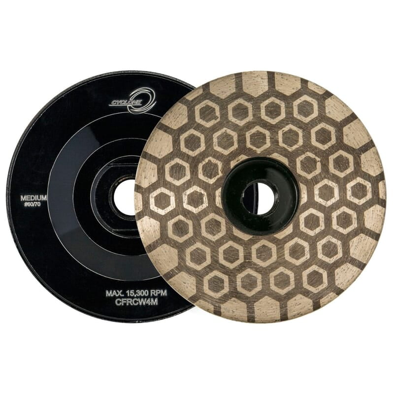 Cyclone Hex Flat Cup Wheel - 4" Fine w/Resin Cyclone Hex Flat Cup Wheel - 4" Fine w/Resin