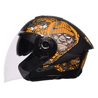 STEELBIRD SBA-10 MAD APE GLOSSY BLACK/ORANGE C/V WITH INNER SMOKE SUNSHIELD 600MM (L)