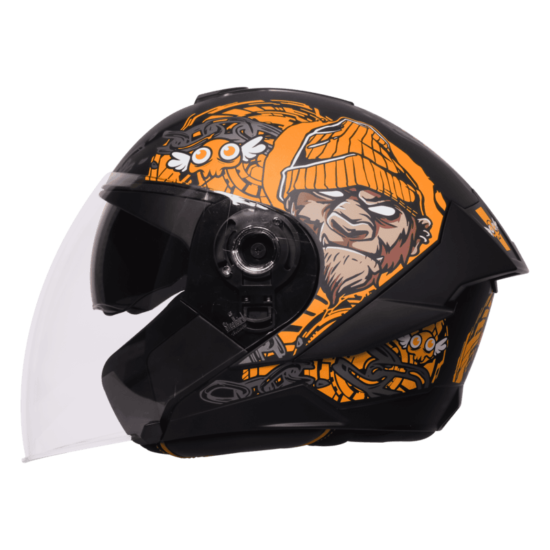 STEELBIRD SBA-10 MAD APE MATT BLACK/ORANGE C/V WITH INNER SMOKE SUNSHIELD 600MM (L)