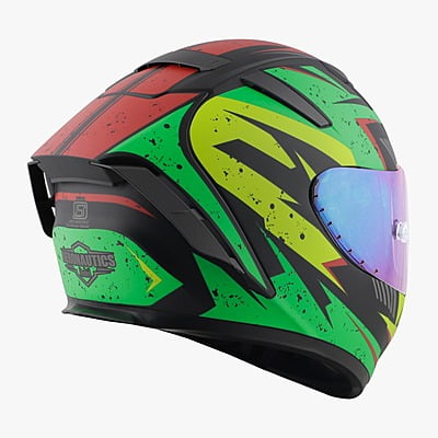 STEELBIRD SA-2 BREEZER MATT BLACK/GREEN C/V 580 MM WITH EXTRA VISOR (SH)