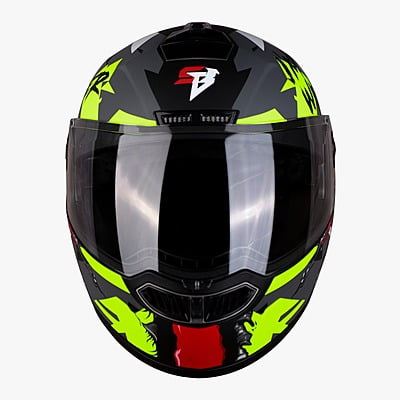STEELBIRD SBA-7 ISS WINNER MATT BLACK/FLUO NEON C/V (L)