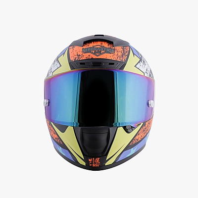 STEELBIRD SA-2 STAR GLOSSY BLACK/ORANGE C/V 580 MM WITH EXTRA VISOR (SH)