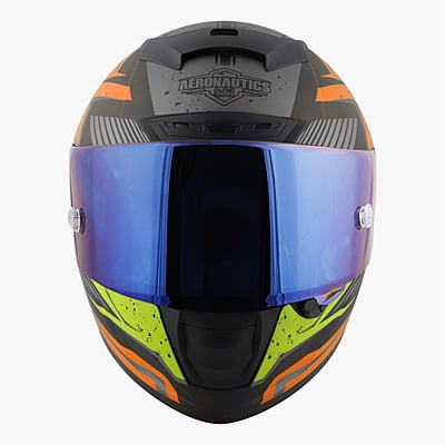 STEELBIRD SA-2 BREEZER GLOSSY BLACK/ORANGE/GREY C/V 600 MM WITH EXTRA VISOR (SH)