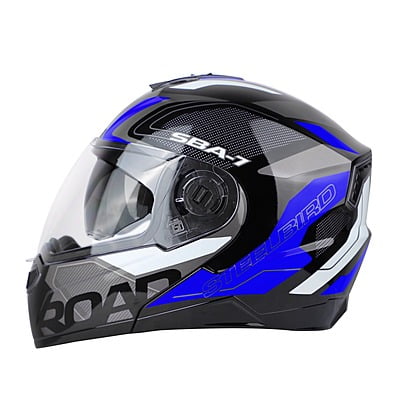 STEELBIRD SBA-7 ISS ROAD GLOSSY BLACK/BLUE C/V (M)