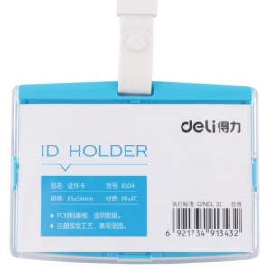 DELI 8304 HARD PP ID HOLDER/LANYARD BLUE