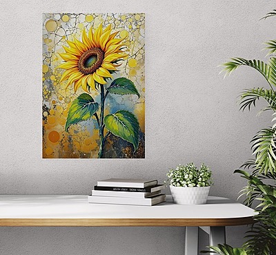 Solar Symphony – Sunflower Printed Canvas Wall Art (Unframed) | A4 & A3 Sizes | Abstract Nature-Inspired Decor, Vibrant Museum-Quality Print