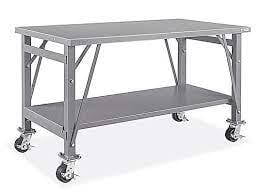 Mesa de Acero para Ensamble Móvil con Repisa Inferior - 60 x 30"