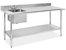 Mesa de Trabajo de Acero Inoxidable con Tarja - 48 x 30", A la Derecha