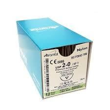 NYLON NEGRO USP 2-0, 45 CM AGUJA CE-24 REVERSO CORTANTE 24 MM 3/8 CIRCULO NYLON NEGRO USP 2-0, 45 CM AGUJA CE-24 REVERSO CORTANTE 24 MM 3/8 CIRCULO