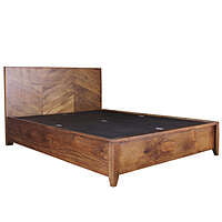 Mid Century Heringbon Solid Wood In Light Wallnut - King Size Mid Century Heringbon Solid Wood In Light Wallnut - King Size
