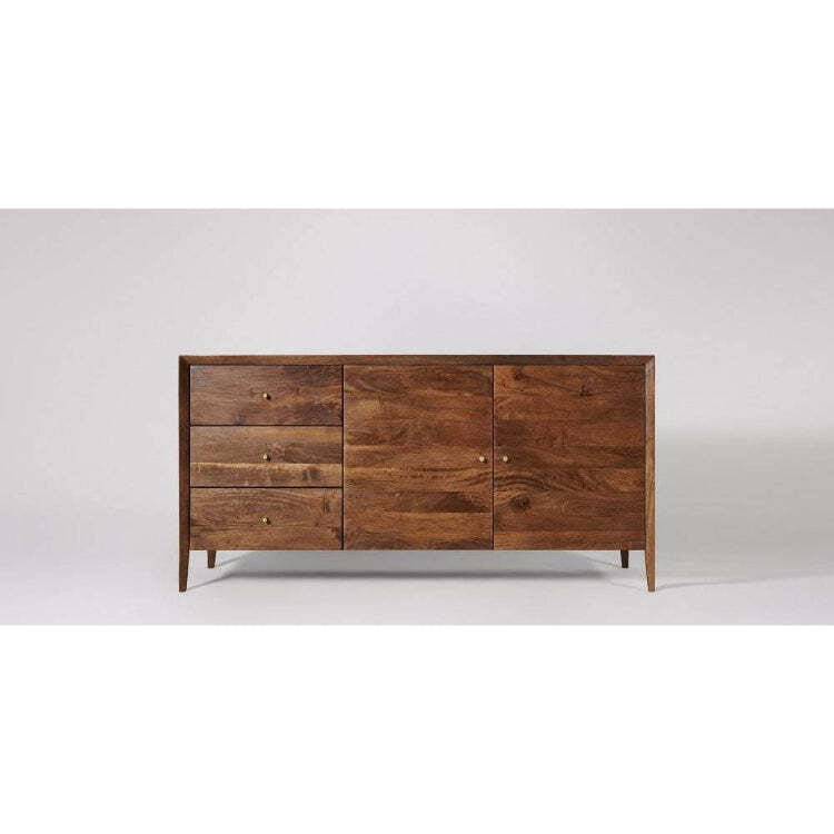 Rustic Mango Wood Sideboard with Drawers and Cabinets - Natural Finish Rustic Mango Wood Sideboard with Drawers and Cabinets - Natural Finish
