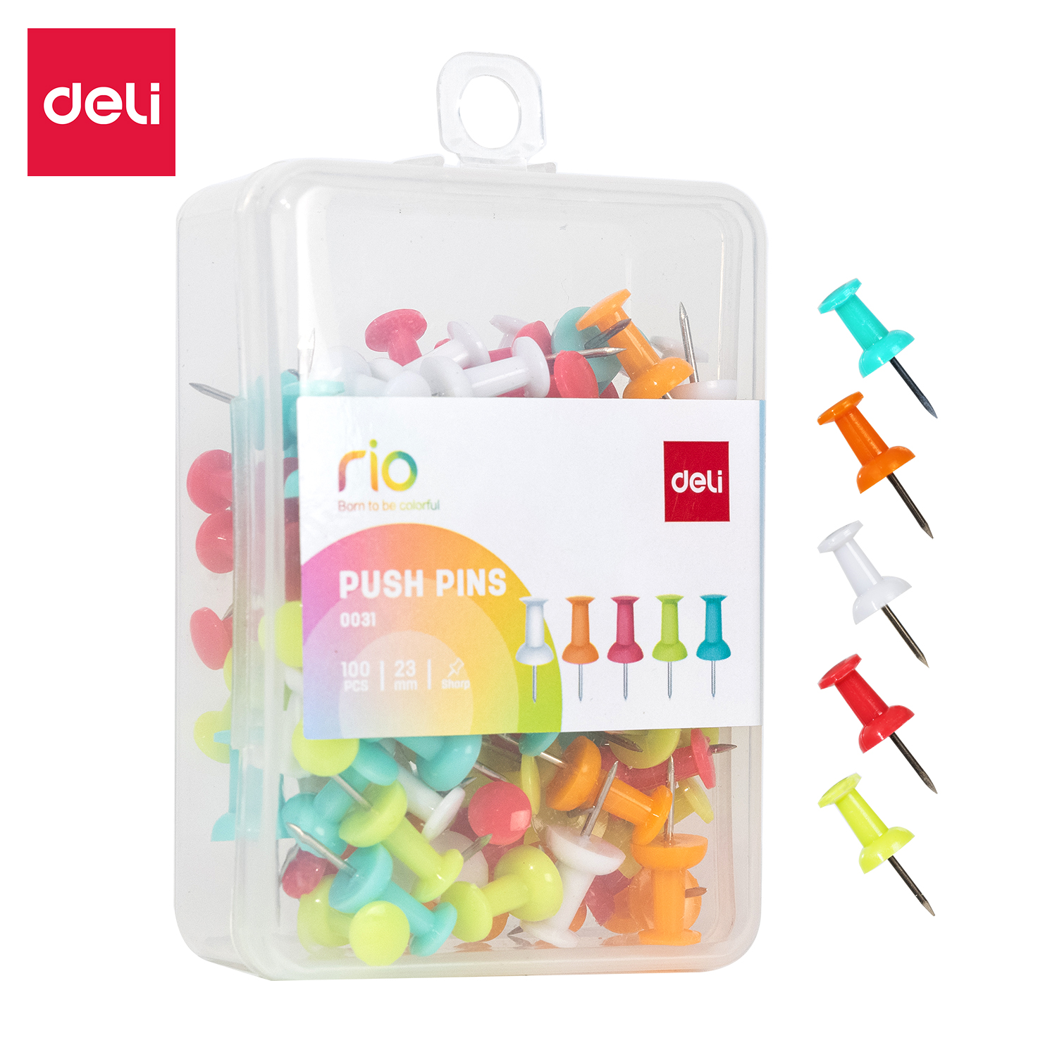 DELI E0031 PVC RIO PUSH PINS PKT/100s