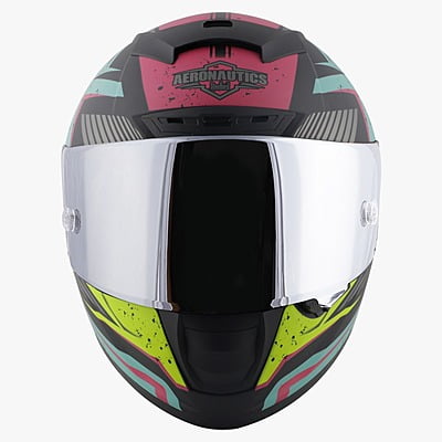 STEELBIRD SA-2 BREEZER MATT BLACK/LIGHT GREEN/RED C/V 580 MM WITH EXTRA VISOR (SH)