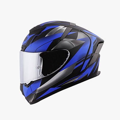 STEELBIRD SA-2 METALLIC BLACK/BLUE C/V 600 MM WITH EXTRA VISOR (SH)