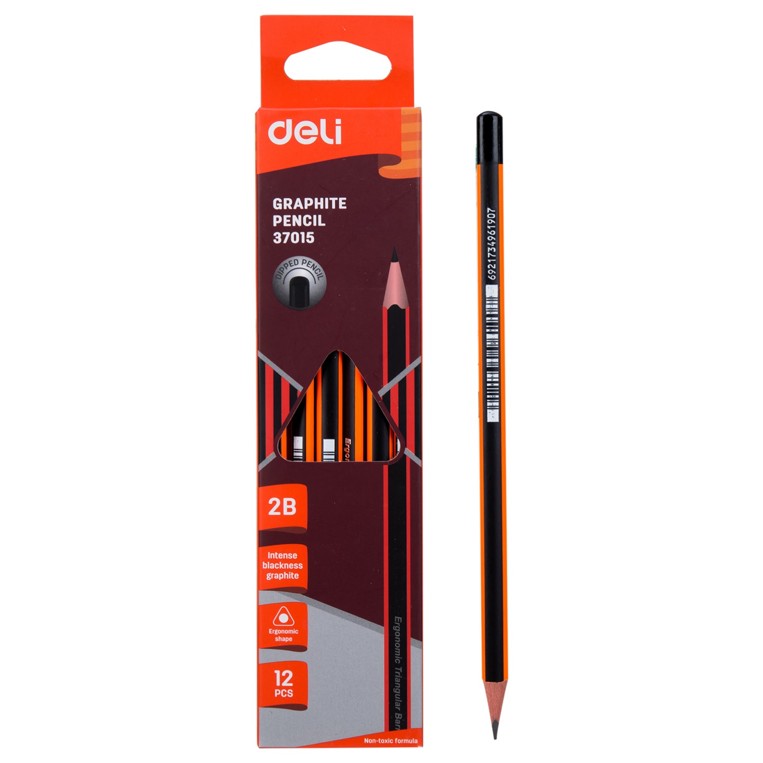 DELI E37015 2B GRAPHITE PENCILS TRIANGLE BARREL