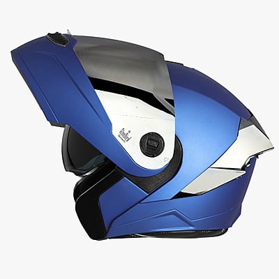 STEELBIRD SBA-8 ISS MAT Y.BLUE WITH BLACK SPOILER C/V 580 MM WITH EXTRA GOLD VISOR