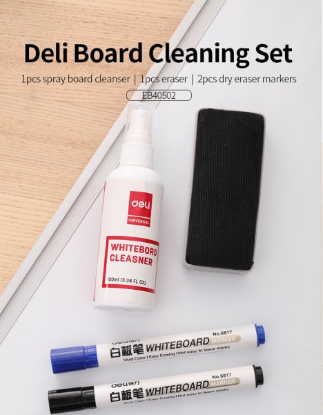 DELI E7839 WHITEBOARD CLEANING SET 4PCS DELI E7839 WHITEBOARD CLEANING SET 4PCS