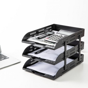 DELI E9215 PLASTIC EXEC TRAY 3TIER BLACK DELI E9215 PLASTIC EXEC TRAY 3TIER BLACK
